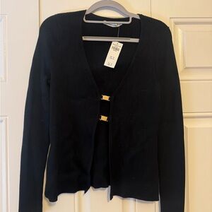 Abercrombie & Fitch Black Cardigan with Gold Accents